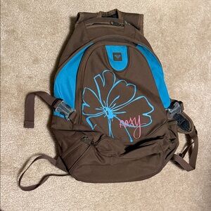 Vintage Roxy Brown & Blue Floral Backpack